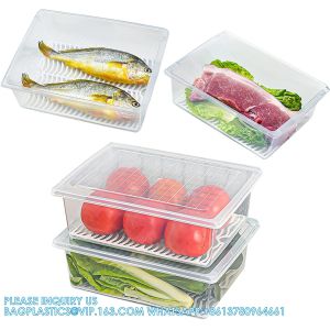 Containers With Removable Drain Plate And Lid, Stackable Portable Freezer