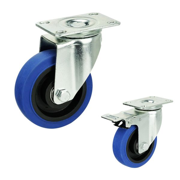 Quality 4" Blue Wheel Soft TPR Swivel Plate Medium Duty Trolley Casters Wholesales China wholesale