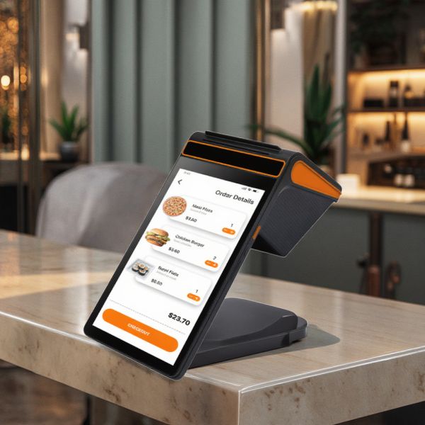 Quality 8 Inch Mobile POS Orange Portable Point Of Sale Equipment Customized With 8 Core * 1.6GHz Cpu wholesale