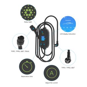 3.5kW Portable EV Charger with Type 1 Plug IP67 16A Output