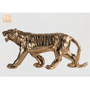 Large Gold Leafed Polyresin Animal Figurines Tiger Sculpture Table Statue