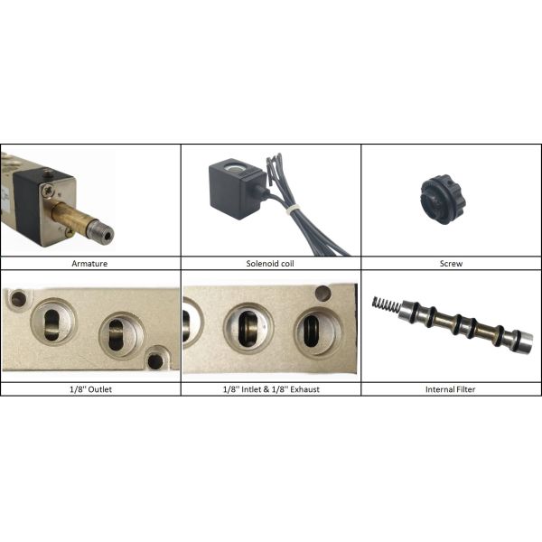 Details About 5/2 Way AirTAC Type Pneumatic Solenoid Air Valve: