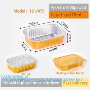 475ml Length 161MM, Sturdy Aluminum Foil Pans With Lids For Cooking, Baking,