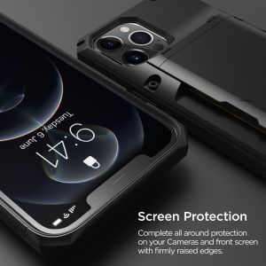 For iPhone 12 Pro Max with [4 cards]Premium solid credit card slot wallet for