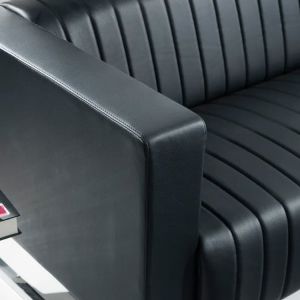 Comfortable Single Leather Sofa Black Sponge Material Metal Leg