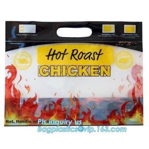 Fresh Chicken Packing Bag, standing up hot roast chicken bag with handle,