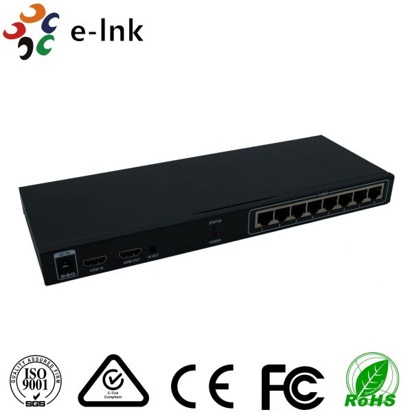 1x8 HDMI Over Fiber Optic Extender , CAT5 / 6 Extender Splitter 20-60kHz IR