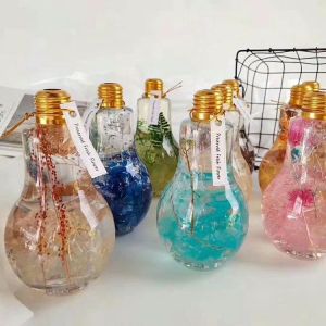 500ml Plastic Lamp Bulb Shaped Juice Bottle With Aluminum Cap Lamp Bulb Shape
