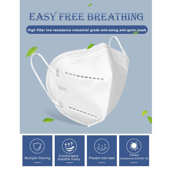 Comfortable FFP2 Respirator Mask Vertical Fold Flat Antivirus N95 Disposable Mask
