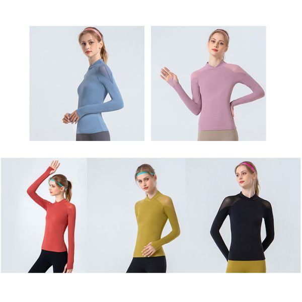 Women's Equestrian Base Layer Long Sleeve Thumb Hole Horse Riding Shirts Mesh Tops