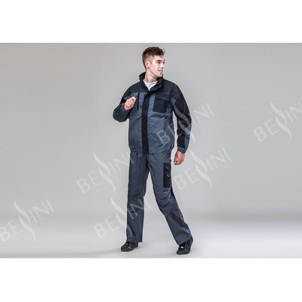 Quality Dark Gray Heavy Duty Work Suit Work Wear Jackets And Pants With Zipper Closure wholesale