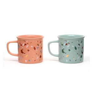 2020 new marble mosaic ceramic solid color mug with decal on glaze