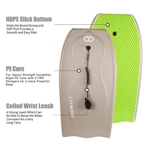 Gray or Customized 42.5 inch end Body Board with Surf Leash and Board Bag No