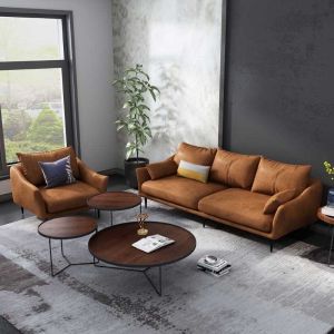 Easy Installation Wooden Top Coffee Tables 3 Round Table Metal Frame ODM