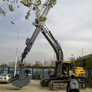 Teledipper Arms ZX330 Excavator Telescopic Arm With 2 Cbm Clamshell Bucket