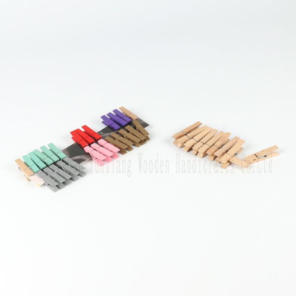 Mini Colorful Wooden Photo Clips – Multicolor Craft Clothespins for Wall