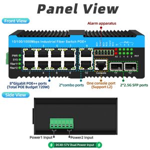 2.5G Industrial Ethernet Switch Din-rail Poe Switch Support 90w L2 Managed