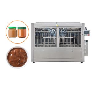 Linear Full Automatic Piston Pump Chocolate Spread Jar Filling Machine