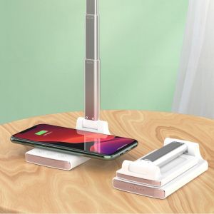 Flat Aluminium Foldable Led Desk Lamp With Wireless Charger Usb Charging For