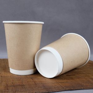 ripple wall Double Layer Paper Cup / 8 Oz Biodegradable Cups With PE Lid