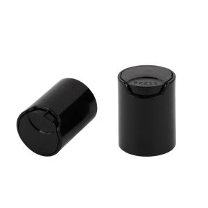 Black 24/415 Disc Top Caps Press Type PP Cosmetic Bottle Caps For Lotion
