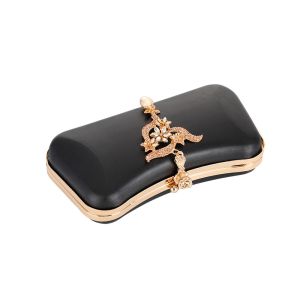 Champagne Stone Delicate Box Clutch Frames Wallet Metal Frame