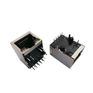 Cheap Magnetic RJ45 Single Port Jack , POE RJ45 Modular Connector Tab Down For PCB for sale