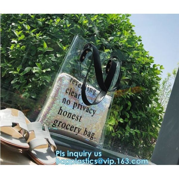 vinyl pvc zippered shopping bag for home/daily use, Wear Resistant Eco Friendly PVC Shopping Bag, Custom Transparent Gif