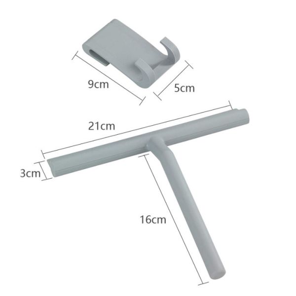 Quality small black Shower squeegee silicone floor wiper squeegee glass cleaning wiper bathroom mirror wiper with silicone hook wholesale