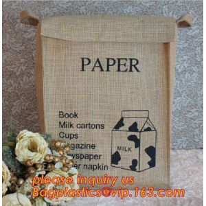 Private Label Portable Foldable Storage Woven Laundry Jute Basket Bin,Cotton
