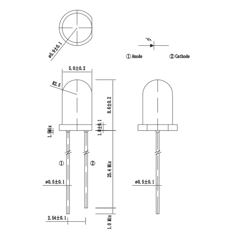 F5 Infrared 32V Plastic Sealed Receiving Tube Black Color Lens 700-1100nm IR Dip 5mm LED Diode