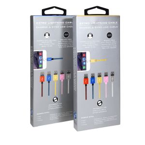 Recycled Foldable Electronic Data Cable Packaging Box With Plastic Handle