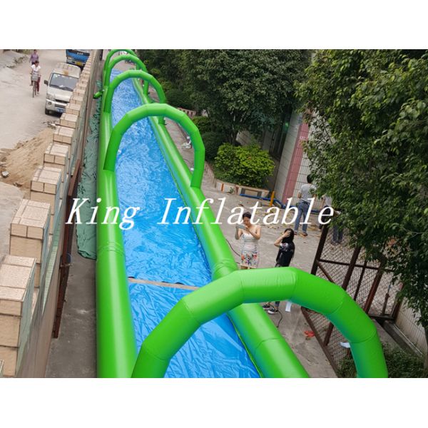 Outdoor Giant PVC Inflatable Slip N Slide / Water Slide the city 100m city slide For Adults
