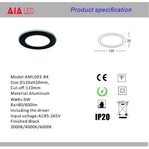 SMD 6W best price ultrathin LED Panel light/LED ceiling light led downlight for