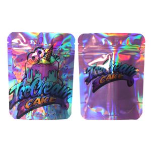 China Customized Color Holographic Stand Up Pouch Matte Tear Notch With Zipper on sale