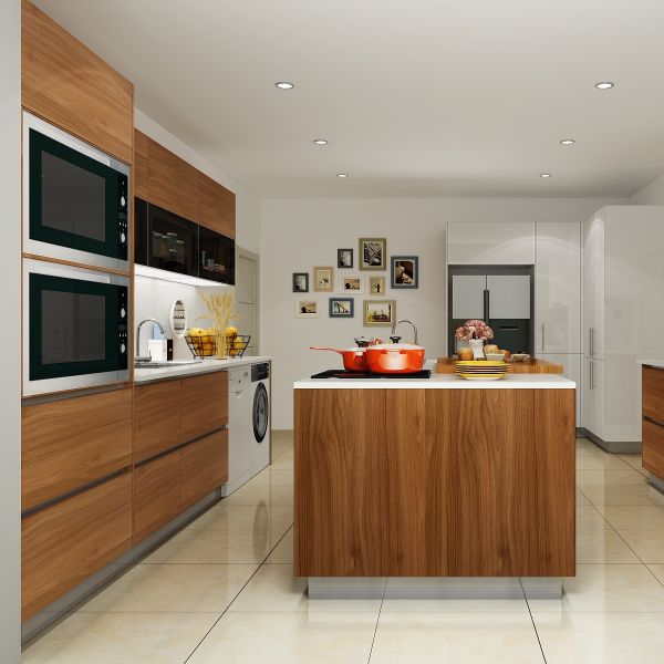 Quality Solid Timber Wooden Walnut Kitchen Cabinets Modern Premade For Apartment wholesale