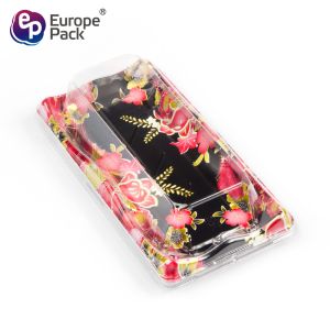 High quality rectangle plastic disposable fondue sushi tray with lid