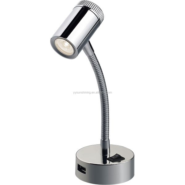 3W LED RV Interior Reading Light with USB Charging Sockets and Wall Bracket Mounting