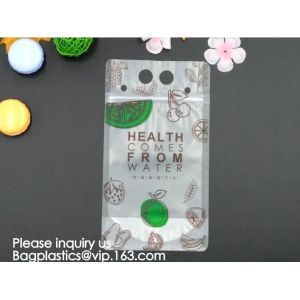 Cheap Fruit Juice Liquid Stand Up Pouch Bag With Straw Zipper Bag With Straw Juice Disposable Beverage for sale