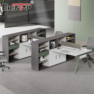High-Quality Wooden Office Space Workstation In Modern Style With Cabinet