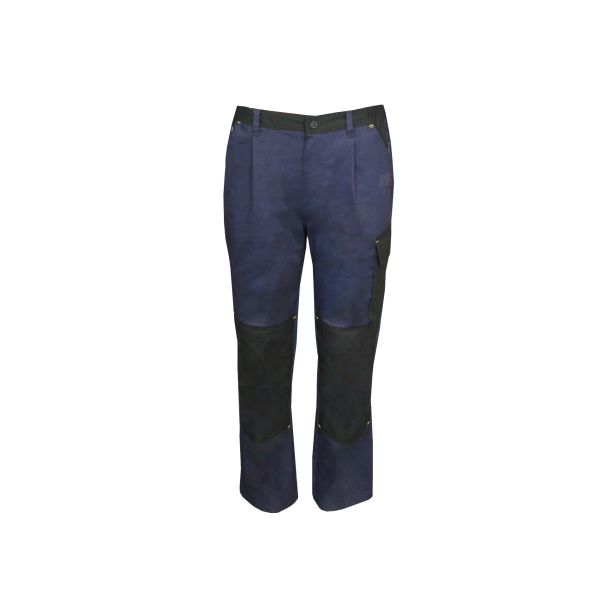 Quality 340 GSM 100% Cotton Black Contrast Navy Work Pants With Bellow Pockets Zipper Velcros wholesale