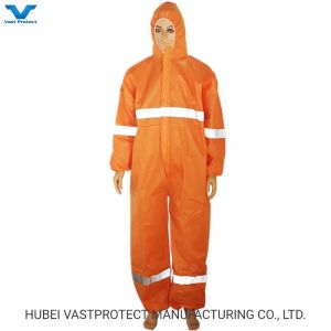 Disposable Coveralls with Reflective Stripes in Microporous/SMS/Non Woven/PP