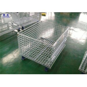 Durable Folding Wire Mesh Pallet Cages Glavanized Metal Stillage Container