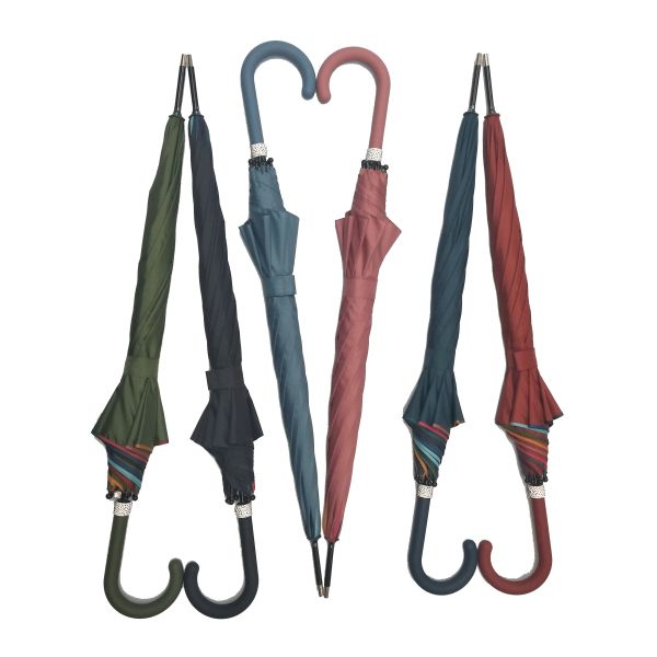 Quality Rainbow Colors J Shape Handle Straight Umbrella 210T fabric wholesale