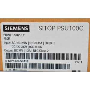 SIEMENS 6EP1331-5BA10 SITOP PSU100C 24 V/1.3 A STABILIZED POWER SUPPLY INPUT: