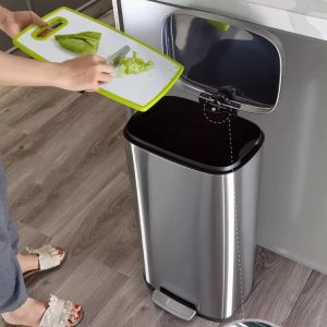 13 Gallon 30l 40l Large Capacity Flame Retardant Stainless Steel square Trash