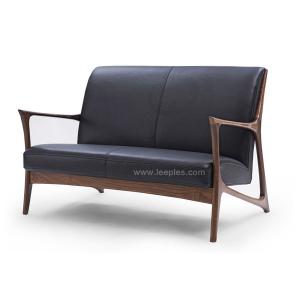 China Solid Wood Living Room Furniture Modern Nordic Style Double Seat Sofa Chair. on sale