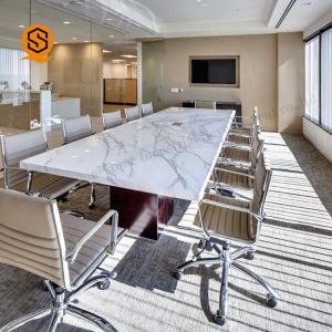 Artificial Stone Marble Contemporary Conference Room Tables Rectangular Meeting