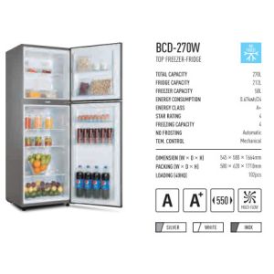 270L Double Doors Top-freezer Low Power Frost Free No Frost Refrigerator For