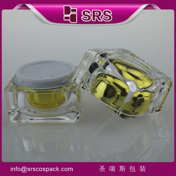 Quality clear empty square acrylic jars for skin care cream ,transparent plastic packaging wholesale